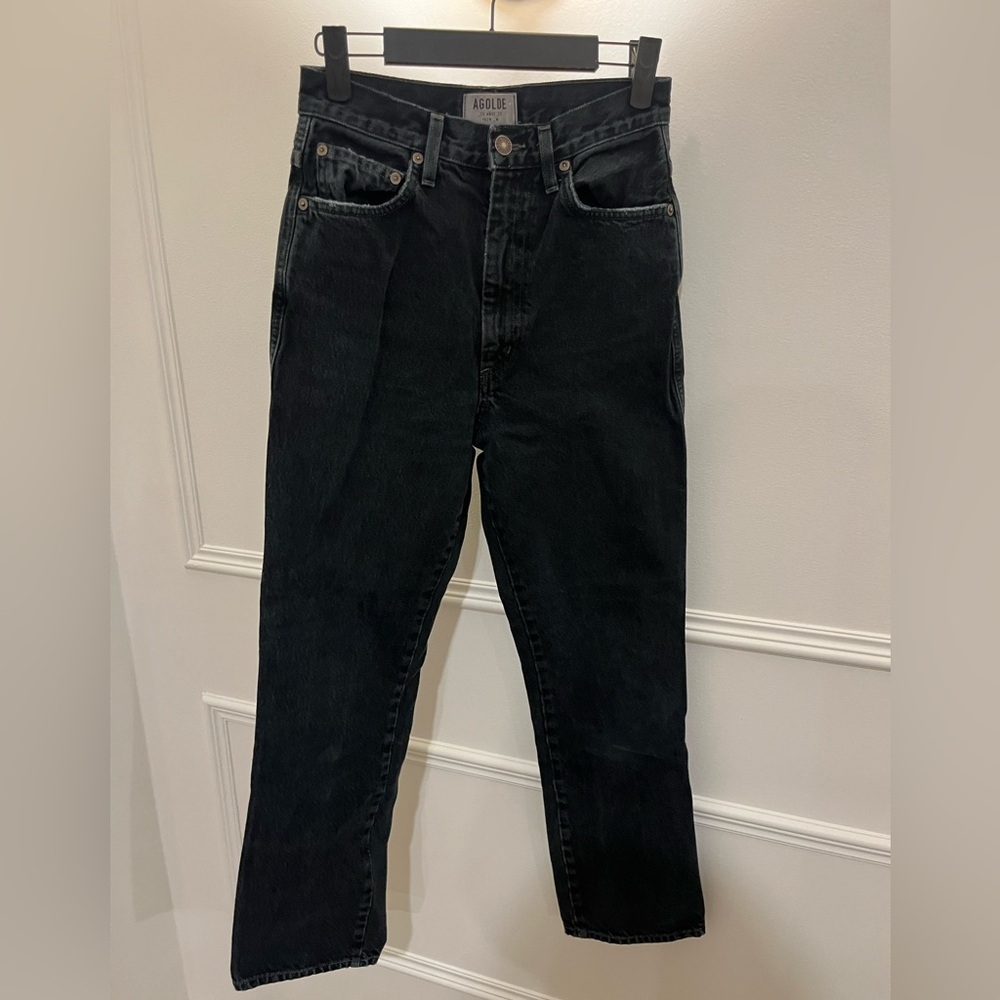 Agolde Pinch Waist Straight Black Jeans
